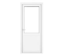 Crystal Double Glazed uPVC White Clear Single Door Half Glass Half pan Double Glazed uPVC White Clear Single Door Half Glass Half panel Right hand Open In Clear Glazing