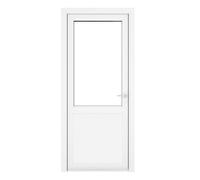 Crystal Double Glazed uPVC White Clear Single Door Half Glass Half pan Double Glazed uPVC White Clear Single Door Half Glass Half panel Left hand Open In Clear Glazing