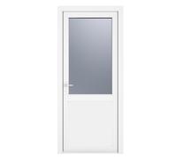 Crystal Double Glazed uPVC White Obscure Single Door Half Glass Half p Double Glazed uPVC White Obscure Single Door Half Glass Half panel Right hand Open In Obscure Glazing