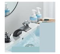 Crystal Double Handle Bridge Mount Bathtub Faucet with Waterfall Spout - Elegant Bathroom Sink Fixture for Modern Luxury Decor