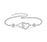 Crystal Double Heart Charm With Secure Clasp Adjustable Wristchain Fashionable Party Accessories For Ladies Fashionable Party Accessories For Ladies