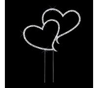 Crystal Double Hearts Cake Topper,Wedding Cake Toppers Birthday Cake Decoration Delicate Sparkling Rhinestones Caketopper for Wedding Valentine Anniversaries Cake Decorations Silver