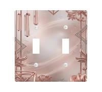 Crystal Double Light Switch Cover Plate, Elegant Art Floral Geometric Rose Gold Plastic Standard Size Wall Switch Plates Accents for Living Room Bedroom Home Office Decor