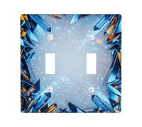 Crystal Double Light Switch Cover Plate, Modern Contemporary Sparkle Geometric Winter Blue Plastic Standard Size Switch Plate Decorative for Home Living Room New Apartment Decor