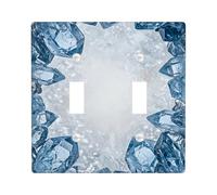 Crystal Double Light Switch Cover Plate, Modern Elegant Gem Ice Winter Blue Plastic Standard Size Switch Plate Decorative for Living Room Bedroom Home Office Decor