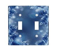 Crystal Double Light Switch Cover Plate, Winter Elegant Ice Sparkle Winter Blue Plastic Standard Size Decorative Wall Plates for New Apartment Home Bedroom Office Decor
