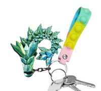 Crystal Dragon Keychain, Printed Dragon Flexible Key Chain | Dragon Keychain | Rainbow Pearlescent Color Interlocking Body Segment and Leg Figurine Key Ring for Men and Women, Celebration Birthday