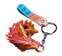 Crystal Dragon Keychain, Printed Dragon Flexible Key Chain | Dragon Keychain | Rainbow Pearlescent Color Interlocking Body Segment and Leg Figurine Key Ring for Men and Women, Celebration Birthday