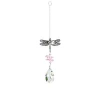 Crystal Dragonfly Hanging Ornament Car Rearview Mirror Catcher for Window Garden Wedding Home Decoration