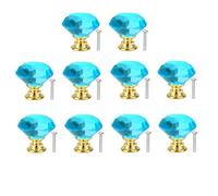 Crystal Drawer Knobs from Hotooldo -30mm Gold Base Glass Drawer Knobs Crystal Door Handles Diamond Shaped Pulls with Screw for Home Kitchen Office Chest Cabinet Drawer,10Pcs Lake Blue-Gold Base