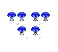 Crystal Drawer Knobs from Hotooldo -40mm Glass Drawer Knobs Crystal Door Handles Diamond Shaped Pulls with Screw for Home Kitchen Office Chest Cabinet Drawer,6Pcs Blue-Silver Base