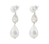 Crystal Droplet Pearl Earrings, female, Self Portrait, Earrings, White, ONE SIZE, Accessories ONE SIZE