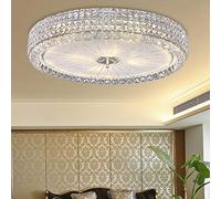 Crystal Drum Flush Mount Lamp Contemporary Multi-Head Flush Mount Ceiling Light Modern Luxury LED Ceiling Lamp Chaner in Chrome for Bedroom Dining Room Hotel Foyer Entry - 23.5" W (23.5" (60 cm)
