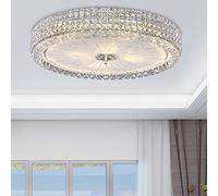 Crystal Drum Flush Mount Lamp Contemporary Multi-Head Flush Mount Ceiling Light Modern Luxury LED Ceiling Lamp Chaner in Chrome for Bedroom Dining Room Hotel Foyer Entry - 23.5" W (31.5" (80 cm)
