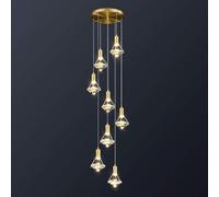 Crystal During with Antique Brass Finish,Modern and Concise During Fixture with Crystal Plate Metal Shade,Chandelier Lamps（Copper and Crystal-8）