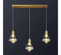 Crystal During with Antique Brass Finish,Modern and Concise During Fixture with Crystal Plate Metal Shade,Chandelier Lamps（Copper and Crystal-8）