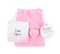 Crystal Earth Clear Quartz Heart - Lucky Charm for Positivity and Confidence, Friendship Token, Inspirational Gift in Bag - Rose Quartz Crystal Love