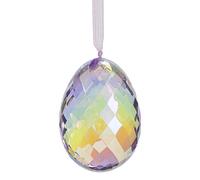 Crystal Egg Heart Ideas Faceted Iridescent Easter Decoration Crystal Pendant Window Decoration 2.5" x 1.8" with Organza Ribbon Hanging