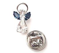 Crystal Elements Birthstone Guardian Angel Pin - Made Using Crystals - December Blue Zircon