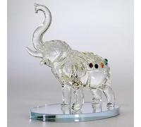 Crystal Elephant Ornament Statue, 16cm, Cut Glass Animal Figurine, Home Decor