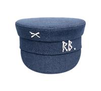 Crystal-Embellished Denim Baker Boy Cap - unisex - Ruslan Baginskiy - Accessories - Blue - S - Accessories S