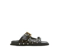 Crystal-Embellished Leather Sandals - female - N21 - Sliders - Black - 6 UK - Shoes 6 UK