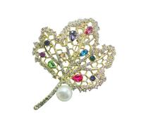 Crystal-Embellished Maple Brooch, Retro Alloy Design for Dresses Suits Casual Outfits, Sophisticated Ladies Fashion Accessory Fashion Retro Occasions Antique-Inspired Brooch