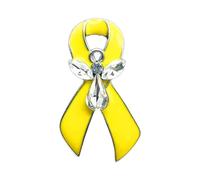 Crystal Embellished Ribbon Brooch Supportive Yellow Brooch Elegant Lapel Pin Ornament for Parties Yellow Pin Jewelry