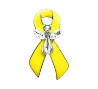 Crystal Embellished Ribbon Brooch Supportive Yellow Ribbon Brooch Elegant Lapel Pin Ornament for Parties