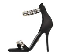 Crystal-Embellished Satin Sandals - female - Versace - High Heel Sandals - Black - 3 UK - Shoes 3 UK