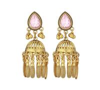 Crystal Embellished Swing Fringe Ear Posts Complex Empty Engraving Plan Nonallergenic Party Addons Elegant Vintage Swing Earrings