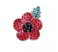 Crystal Enamel Pin Brooch Broach Christmas Decor Props Poppies Badges Red-light green