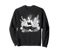 Crystal Energy Yoga Tee, Spiritual Boho Foliage Hand-Drawn Sweatshirt