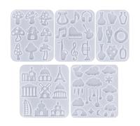 Crystal Epoxy Resin Mold 5pcs Flowerpot Pendant Silicone Mold Geometry Necklace Keychain Earring Casting Silicone Molds for Baking