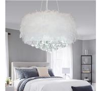 Crystal Feather Pendant Light, Light Luxury Nordic Adjustable Ceiling Hanging Lamp Fixture Chaner for Dining Living Room Bedroom Restaurant Hotel Decor,Rose,18" (Rose 19.5")