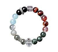 Crystal Feng Shui Bracelet for Men Women Five Elements Natural Stone Beaded Bracelets Multi Gemstone Square Sugar Chakra Bangle Elastic Spiritual Protection Jewelry Positive Energy Luck Gift 10mm 水火木
