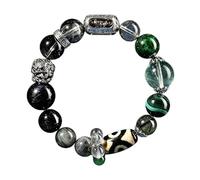 Crystal Feng Shui Bracelets Five Elements Lucky Friendship Natural Gemstones Beaded Bracelet Citrine Tiger Eye Agate Jade Elastic Bangle Jewelry Chinese Chakra Spiritual Bracelet Protection 五行 水木