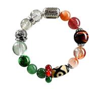 Crystal Feng Shui Bracelets Five Elements Lucky Friendship Natural Gemstones Beaded Bracelet Citrine Tiger Eye Agate Jade Elastic Bangle Jewelry Chinese Chakra Spiritual Bracelet Protection 五行 木火