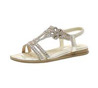 Crystal Flower Beach Sandals Women Elastic Back Strap Comfort Open Toe Wedge Sole Casual Holiday Footwear Lightweight Summer Walking Coastal Vacation, 02-Gold, 5