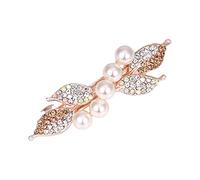 Crystal Flower Bridal Hair Clips, Leaf Hairclips Barrette French Crystal Hair Clips Decorative Accessories, Rhinestone Flower Hair Clips Hair Accessories for Women Girls Bridesmaid(Rose Gold,One Size)