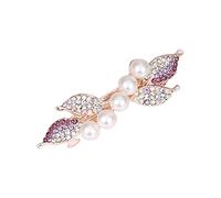 Crystal Flower Bridal Hair Clips, Leaf Hairclips Barrette French Crystal Hair Clips Decorative Accessories, Rhinestone Flower Hair Clips Hair Accessories for Women Girls Bridesmaid (Purple, One Size)