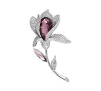 Crystal Flower Brooch Micro-Inlaid Zircon Pin Garment Female Corsage, Purple
