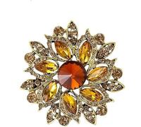 crystal flower brooch,Rhinestone Flower Brooch for Women Vintage Crystal Flower Brooch Pin Elegant Clothing Hat Bag Accessories Christmas Birthday Party Wedding (Coffee color)