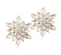 Crystal Flower Burst Stud Earrings,Elegant Hypoallergenic Large Big Sparkly CZ Cubic Zirconia Rhinestone Daisy Sunflower Floral Cluster Flower Stud Earrings Bridal Wedding Party Prom Costume Jewelry