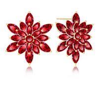 Crystal Flower Burst Stud Earrings - Elegant Hypoallergenic Large Big Sparkly CZ Cubic Zirconia Rhinestone Daisy Sunflower Floral Cluster Flower Stud Earrings Bridal Wedding Party Prom Costume Jewelry