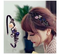 Crystal Flower Butterfly Hair Hoop Rhinestone Pearl Headband 1920s French Hair Band Vintage Velvet Hair styling Headpiece Accessories for Women(Black C)