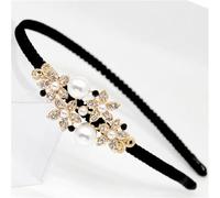Crystal Flower Butterfly Hair Hoop Rhinestone Pearl Headband 1920s French Hair Band Vintage Velvet Hair styling Headpiece Accessories for Women(Black B)