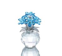 Crystal Flower Figurine Faceted Glass Light Blue Forget Me Not Statue Paperweight Gift for Her Collectible Ornament Desk Home Decor