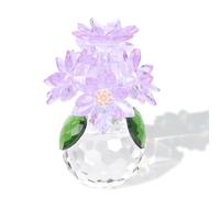 Crystal Flower Figurine Ornament, Purple Glass Flower Collectible Figurines Crystal Flower Ornament with Ball Base Art Glass Decorative Romantic Gifts for Mother's Day Birthday Home Decorative