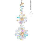 Crystal Flower Suncatcher Hanging Ornament, Rainbow Maker Window Sun Catcher Indoor Outdoor Patio Garden Decor (Crystal AB)